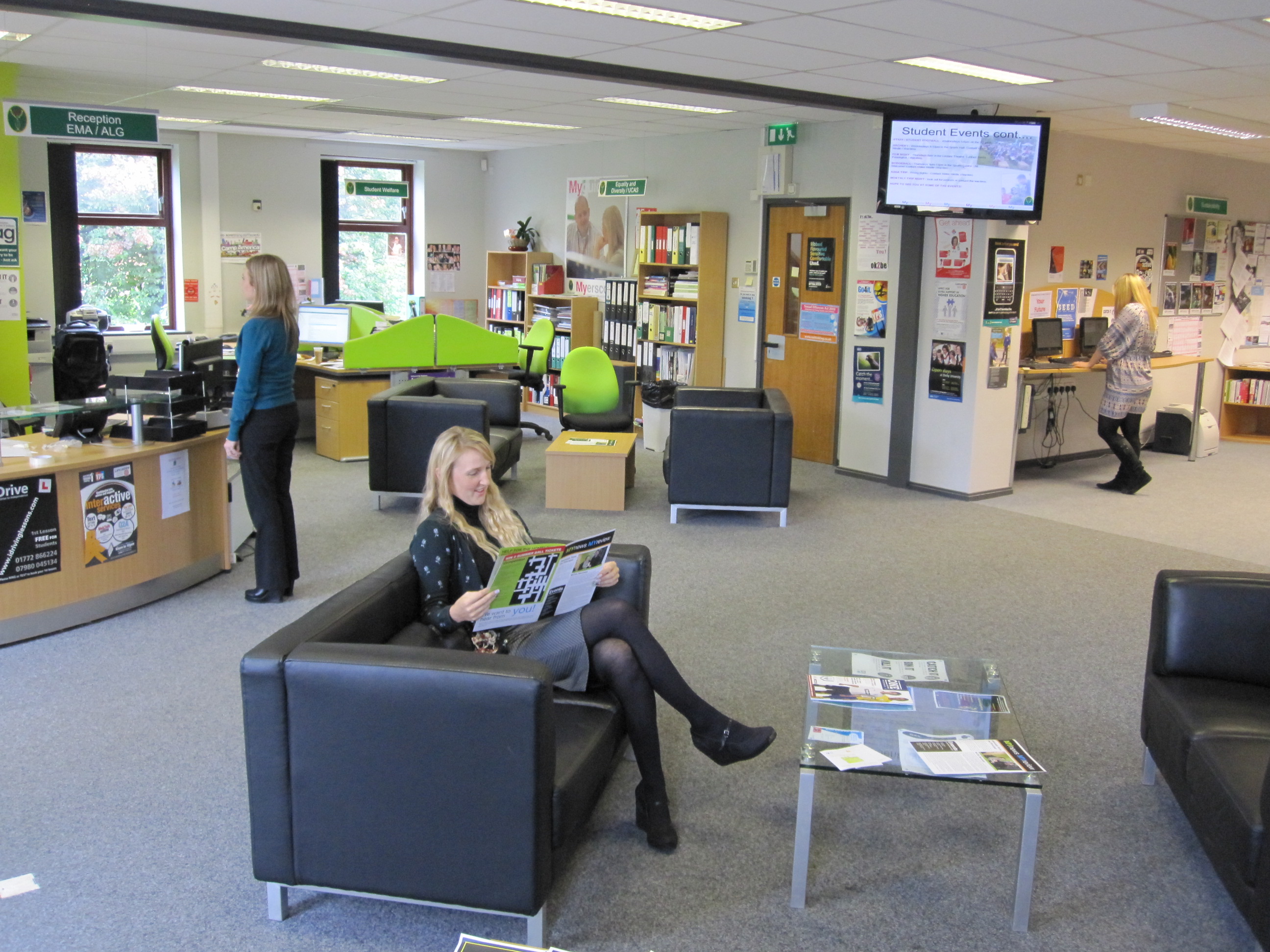 Students in The Core at Myerscough College's Preston Campus